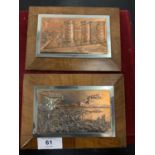 A PAIR OF FRAMED COPPER PLATES (SIGNED)