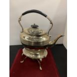 A VINTAGE SILVER PLATED TEAPOT TO INCLUDE WARMING STAND