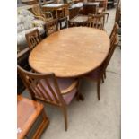 A G PLAN RETRO TEAK EXTENDING DINING TABLE WITH FOUR DINING CHAIRS AND TWO CARVERS