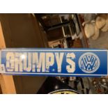 A METAL 'GRUMPYS VW' MAN CAVE SIGN