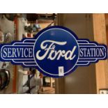 A METAL 'FORD SERVICE STATION' MAN CAVE SIGN