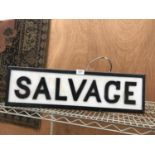 A 'SALVAGE' ILLUMINATED SIGN, WIDTH 66CM