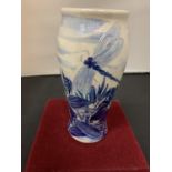 AN ANITA HARRIS SIGNED AND HAND PAINTED DRAGON FLY VASE