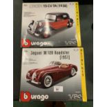 TWO BURAGO METAL KIT CARS OF A CITROEN 15 CVTA AND A JAGUAR XK120 ROADSTER