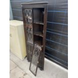 A PRIORY STYLE GLAZED AND LEADED CORNER CUPBOARD, 27" WIDE