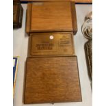 THREE WOODEN BOXES TO INCLUDE TWO CIGAR BOXES