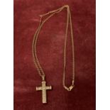 A 9 CARAT GOLD CHAIN AND DIAMOND CROSS 11G