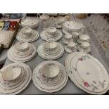 A ROYAL ALBERT ' TRENT ROSE' SIX PLACE SETTING DINNER SERVICE TO INCLUDE SERVING PLATTERS AND