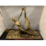 A GILDED SPELTER DANCING FIGURINE IN A CLASSIC STYLE FROM THE STARLIGHT COLLECTION