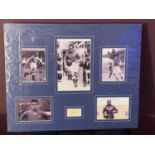 FIVE PHOTOGRAPHS OF WILLIAM RALPH DIXIE DEAN WITH HIS AUTOGRAPH IN A MOUNT COMPLETE WITH CERTIFICATE