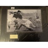 A SIGNED PHOTOGRAPH OF BILL FOULKES WITH HARRY GREGG AND HIS AUTOGRAPH (BUSBY BABES) IN A MOUNT