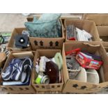 VARIOUS HOUSEHOLD CLEARANCE ITEMS - WICKER BASKET, KITCHEN ITEMS ETC