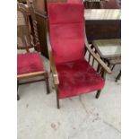 A PARKER KNOLL STYLE FIRESIDE CHAIR