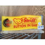 A STEIFF "BUTTON IN EAR" PLASTIC ADVERTISING SIGN