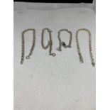 FOUR VARIOUS SILVER BRACELETS TO INCLUDE ROPE DESIGN