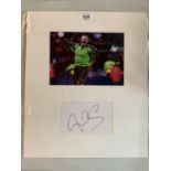 A PICTURE OF PETER SCHMEICHEL WITH HIS AUTOGRAPH IN A MOUNT COMPLETE WITH CERTIFICATE OF