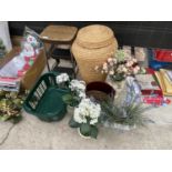 VARIOUS ITEMS TO INCLUDE A SET OF STEPOS, VASES AND LAUNDRY BASKETS ETC