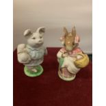 TWO BEATRIX POTTER FIGURES LITTLE PIG ROBINSON AND MRS RABBIT