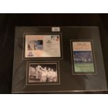 A COMMEMORATIVE CARD SIGNED BY NAT LOFTHOUSE TO INCLUDE TWO FURTHER PICTURES IN A MOUNT COMPLETE