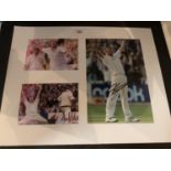 THREE PICTURES OF ENGLAND CRICKETER ANDREW FLINTOFF ONE WITH HIS SIGNATURE IN A MOUNT COMPLETE