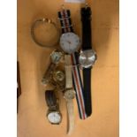 SIX WRISTWATCHES AND A WATCH ON A CHAIN