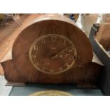 A WOODEN MANTEL CLOCK (A/F)