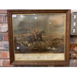 A FRAMED PRINT BY E C TURNER OF 'THE FOX CHASE' 1835