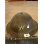 A VINTAGE TIN ARMY HELMET