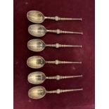 SIX SILVER VINTAGE APOSTLE TEASPOONS