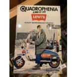 A METAL 'QUADROPHENIA' SIGN ADVERTISING LEVI JEANS