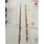 A TWO PIECE FLY ROD AND A THREE PIECE COARSE ROD