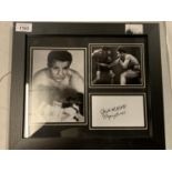 TWO FRAMED BLACK AND WHITE PHOTOGRAPHS OF RAGING BULL BOXER JAKE LA MOTTA AND HIS AUTOGRAPH COMPLETE