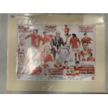 'THE BUSBY YEARS': A MOUNTED PRINT SIGNED BY NINE OF THE PLAYERS COMPLETE WITH CERTIFICATE OF