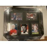 A FRAMED COLLECTION OF DAVID BECKAM PHOTOGRAPHS, ONE SIGNED, COMPLETE WITH CERTIFICATE OF