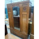 A VICTORIAN SATIN WOOD MIRRORED WARDROBE 46" WIDE