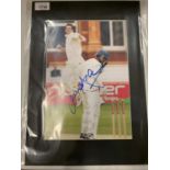 A SIGNED MOUNTED COLOUR PHOTOGRAPH OF CRICKETER JAMES ANDERTON COMPLETE WITH CERTIFICATE OF