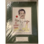 A MOUNTED LIMITED EDITION NORMAN HOOD CARICATURE OF CRICKETER GARY SOBERS AND HIS AUTOGRAPH COMPLETE