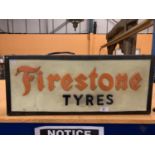 A 'FIRESTONE TYRES' LIGHTBOX ADVERTISING SIGN