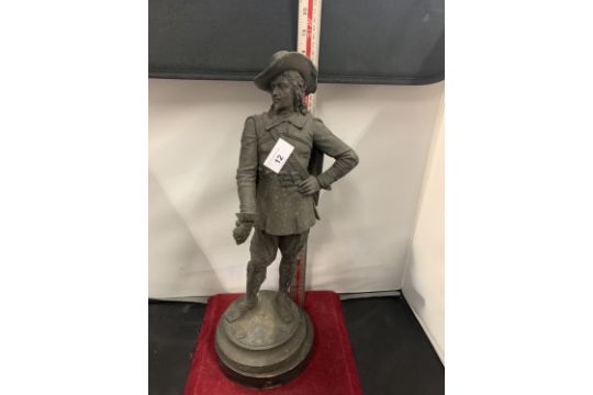 A SPELTER FIGURE OF A CAVALIER (A/F) - Image 3 of 3