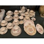 A LARGE COLLECTION OF CERAMIC WARE TO INCLUDE TWO ROYAL WORCESTER TRINKET DISHES AND VARIOUS TRIOS