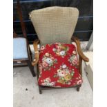 A PARKER KNOLL STYLE FIRESIDE CHAIR