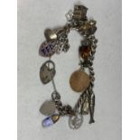 A SILVER CHARM BRACELET WITH NINETEEN VARIOUS CHARMS