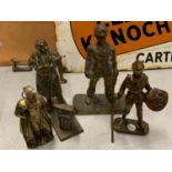 FOUR BRASS FIGURINES TO INCLUDE A BLACKSMITH AND A MINER