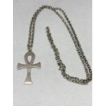 A SILVER CHAIN WITH A CROSS PENDANT BOTH MARKED 925