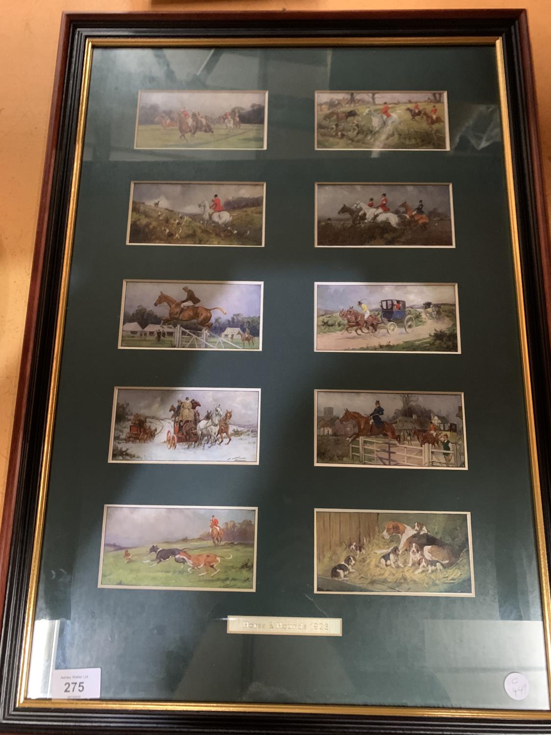 A FRAMED COLLECTION OF HORSE AND HOUNDS CARDS