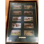 A FRAMED COLLECTION OF HORSE AND HOUNDS CARDS