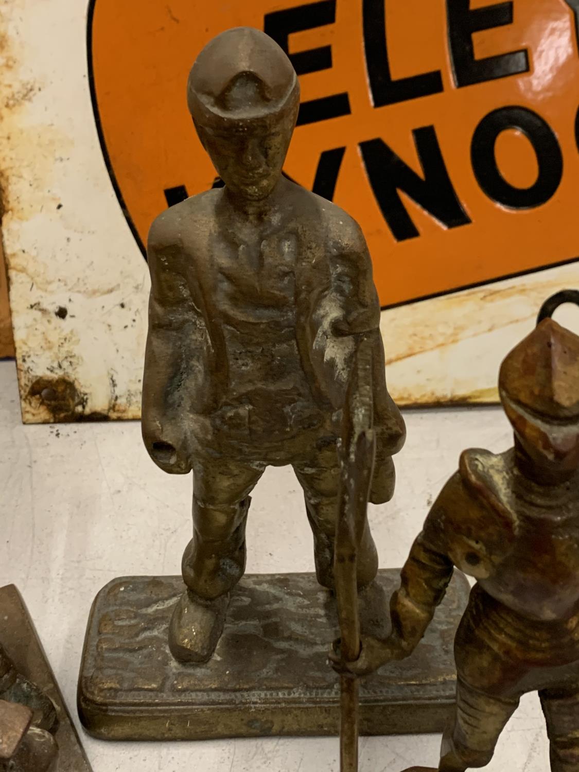 FOUR BRASS FIGURINES TO INCLUDE A BLACKSMITH AND A MINER - Image 3 of 4