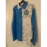 A BLACKBURN ROVERS 1875-2000 CELEBRATION SHIRT WITH NUMEROUS SIGNATURES COMPLETE WITH CERTIFICATE OF