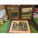 A FRAMED PASTEL, A FRAMED PAINT ON PAPER AND AN UNFRAMED SIGNED PRINT ON BOARD OF A WOODLAND