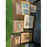 A GROUP OF NINE ASSORTED FRAMED ARTWORK